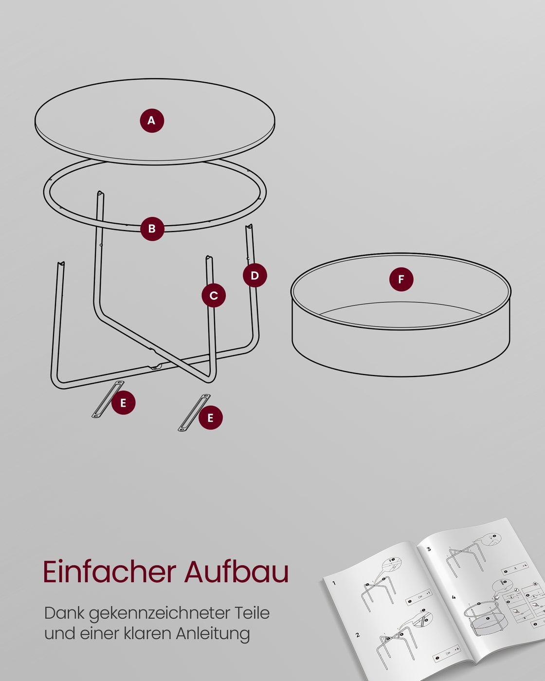 Couchtisch mit Korb aus Stoff tintenschwarz-schiefergrau