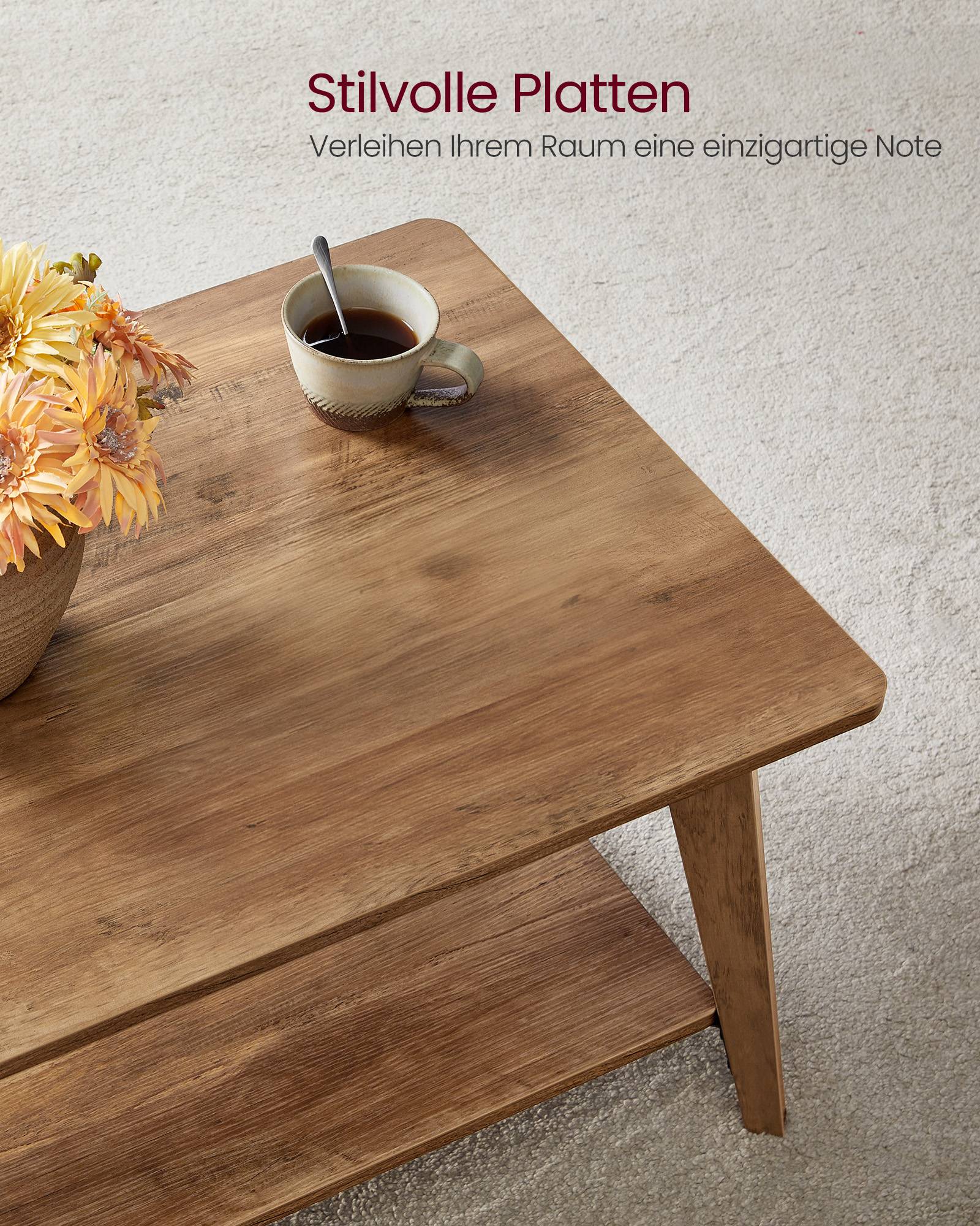 Couchtisch rund mit 2 Ebenen 100 x 55 x 45 cm erdbraun