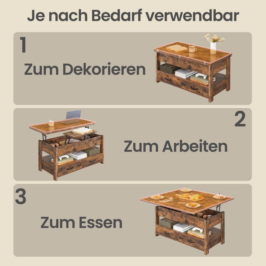 Couchtisch, Wohnzimmertisch, Gaszylinder