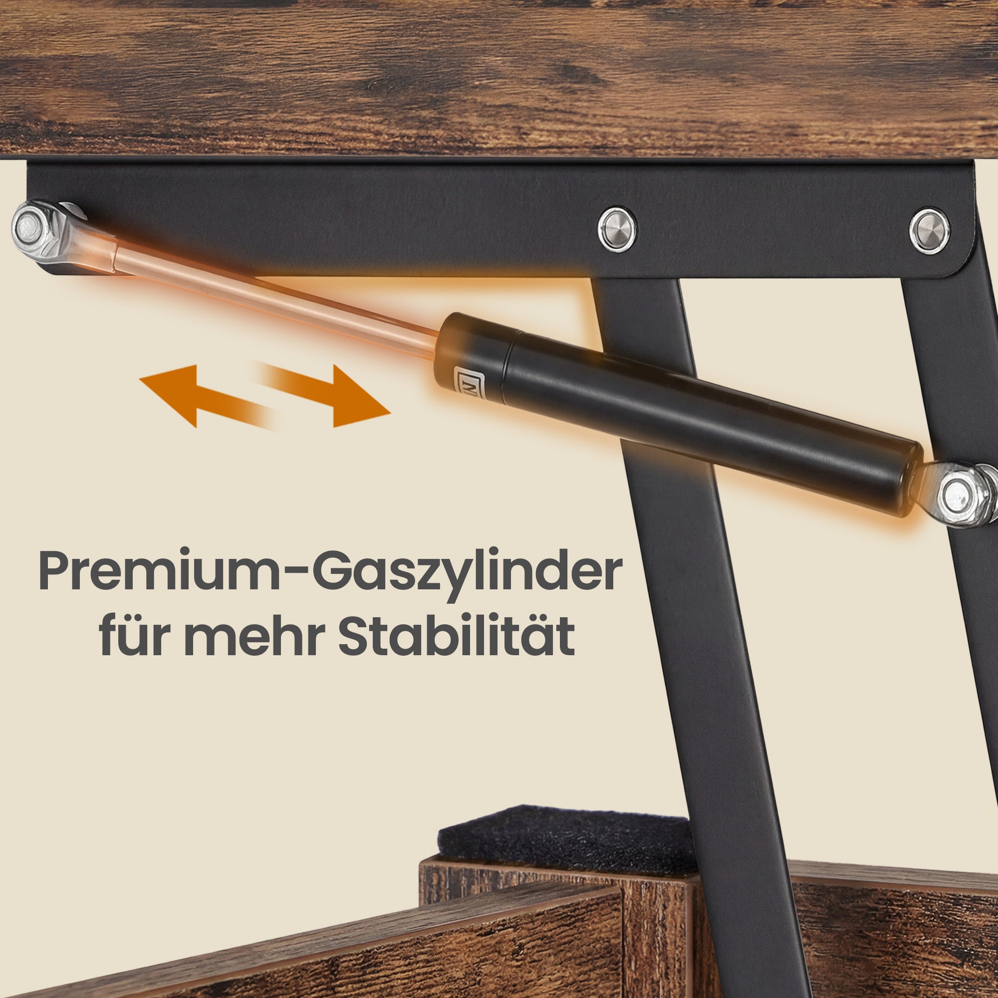 Couchtisch, Wohnzimmertisch, Gaszylinder