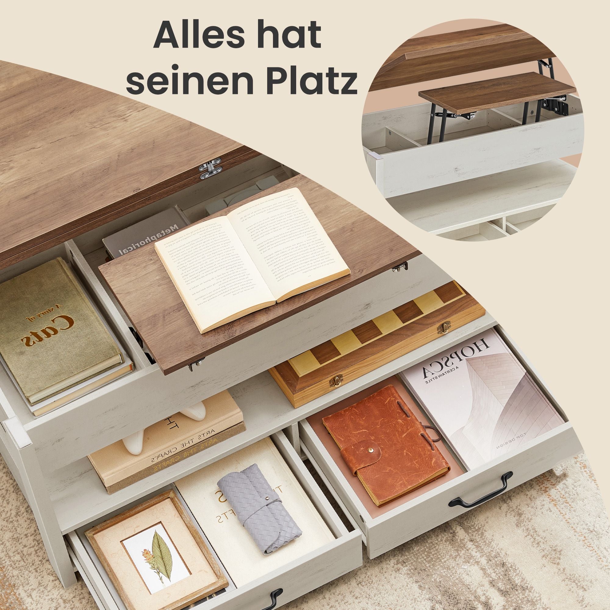 Couchtisch, Wohnzimmertisch, Gaszylinder