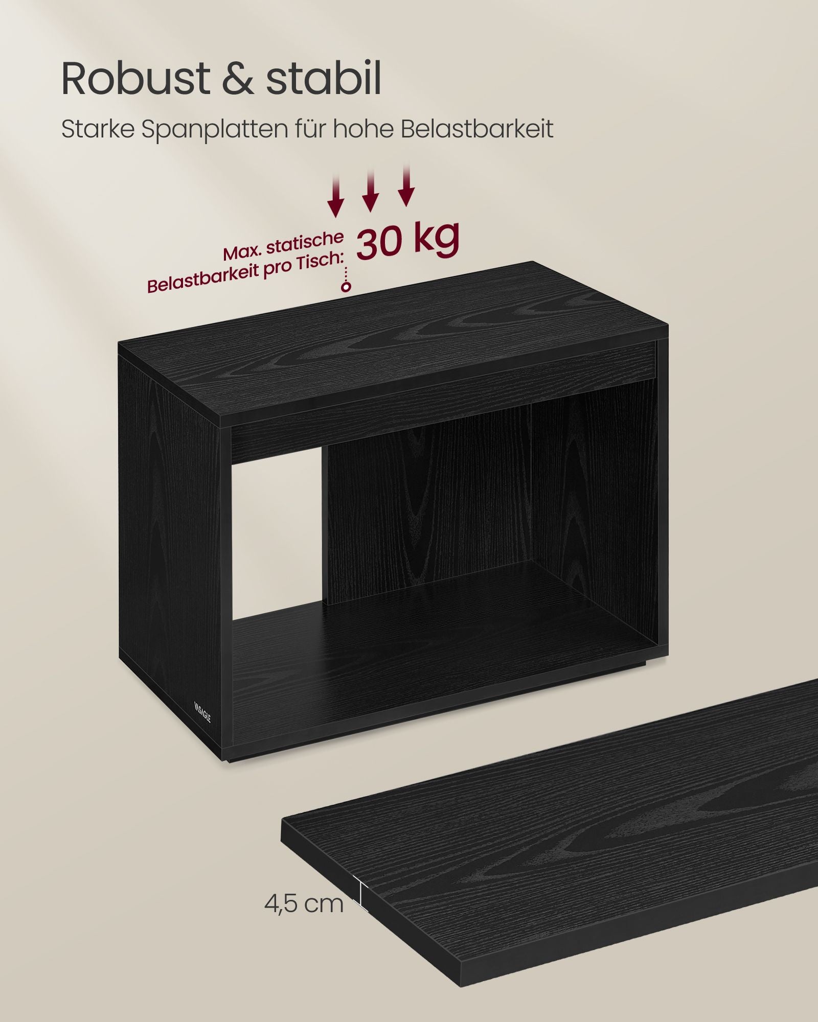 Couchtisch 3er Set mit Stauraum ebenholzschwarz