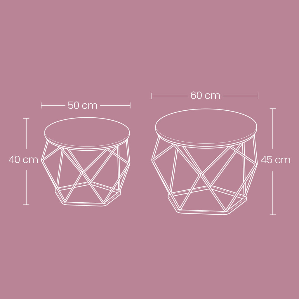 Couchtisch 2er Set, Wohnzimmertisch rund, Beistelltisch modern
