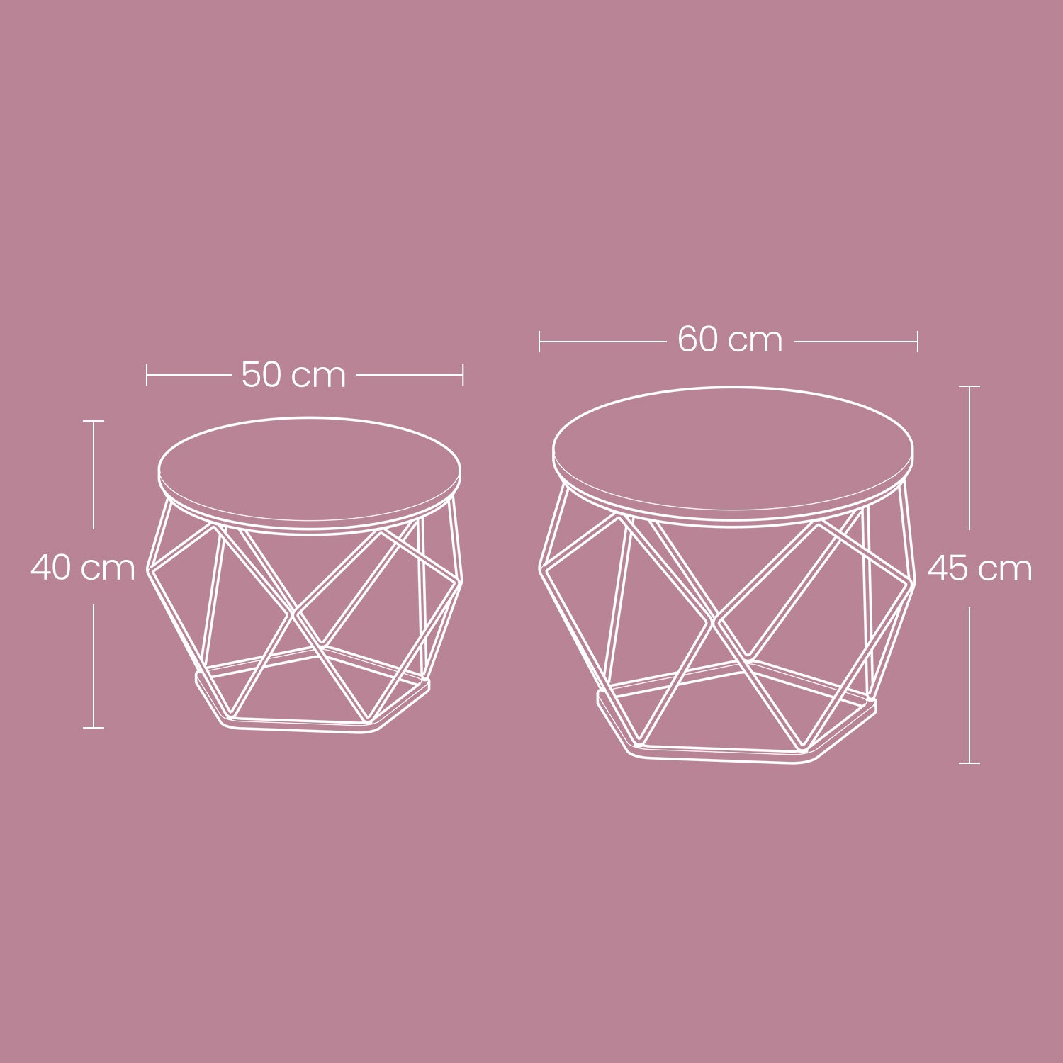 Couchtisch 2er Set, Wohnzimmertisch rund, Beistelltisch modern