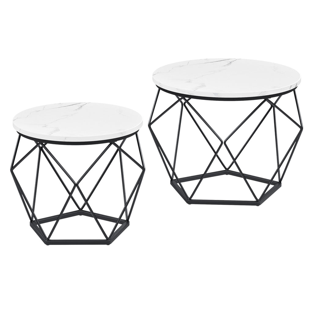 Kleiner Tisch 2er Set, runder Couchtisch, moderner Stil