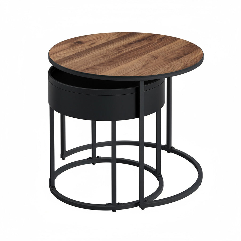 Couchtisch 2er Set, Beistelltisch rund, modern