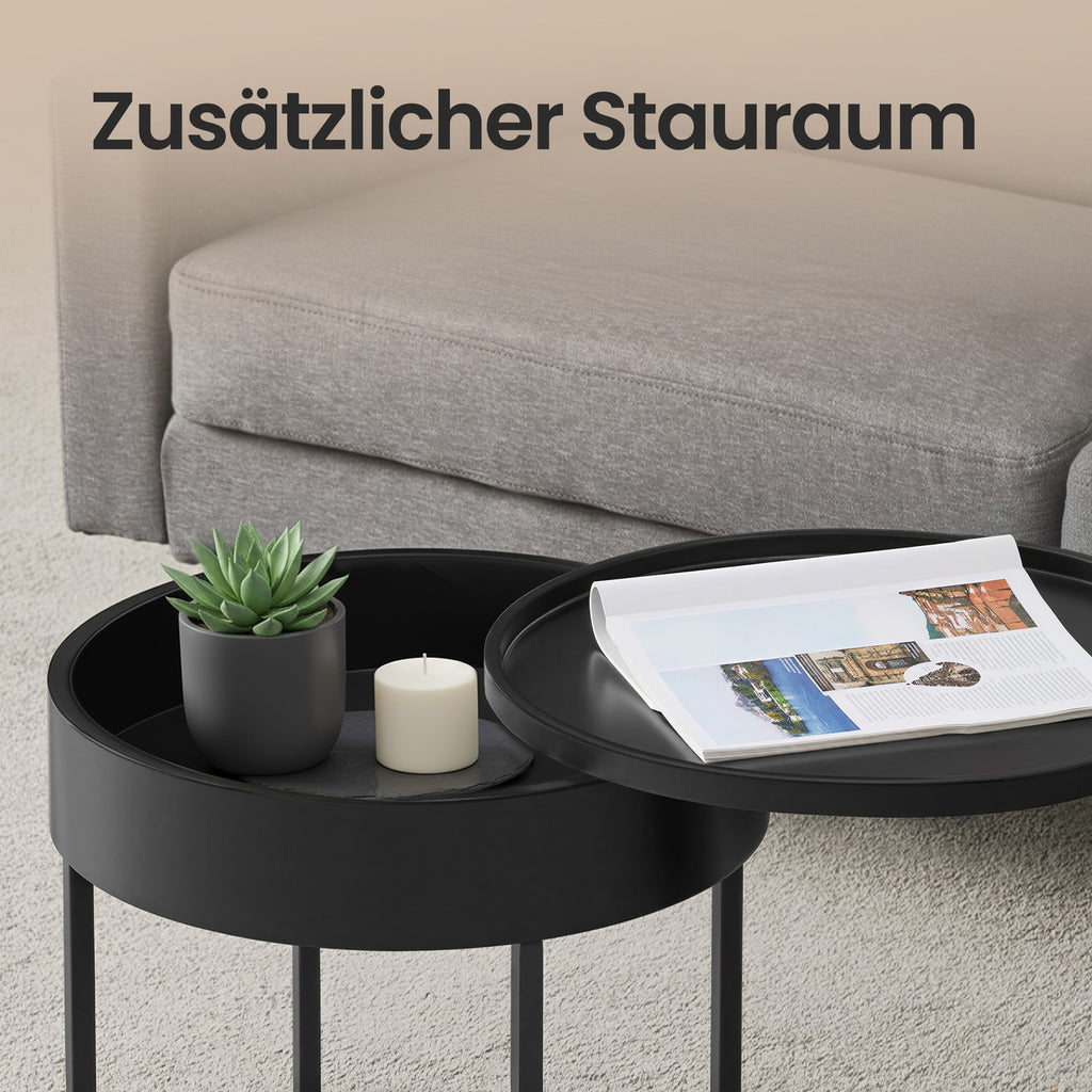 Couchtisch 2er Set, Beistelltisch rund, modern