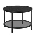 Couchtisch 2 Ebenen mit Glasplatte marmorschwarz-tintenschwarz