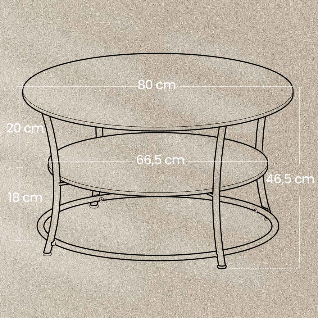 Couchtisch rund mit Ablage Industrie-Design