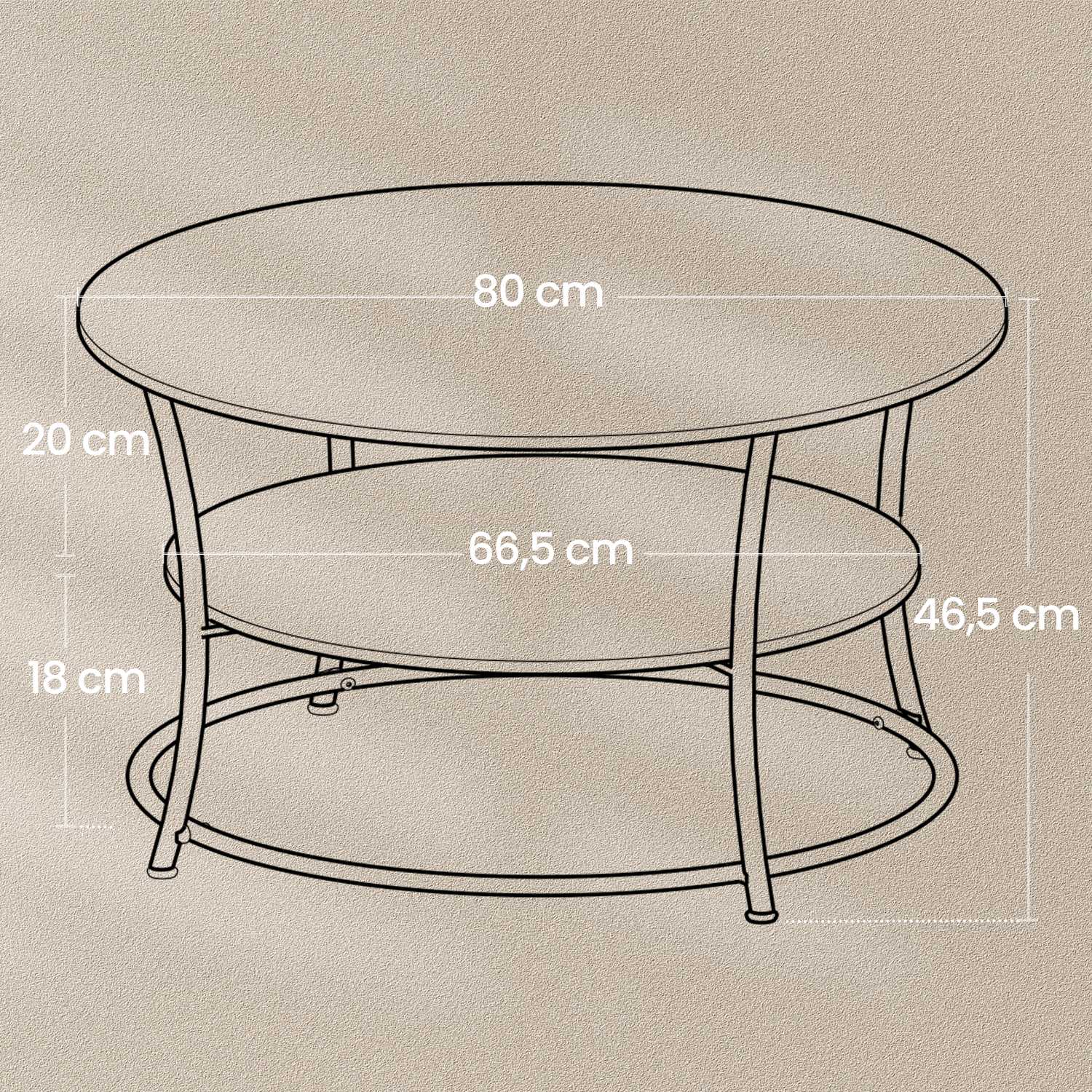 Couchtisch rund mit Ablage Industrie-Design