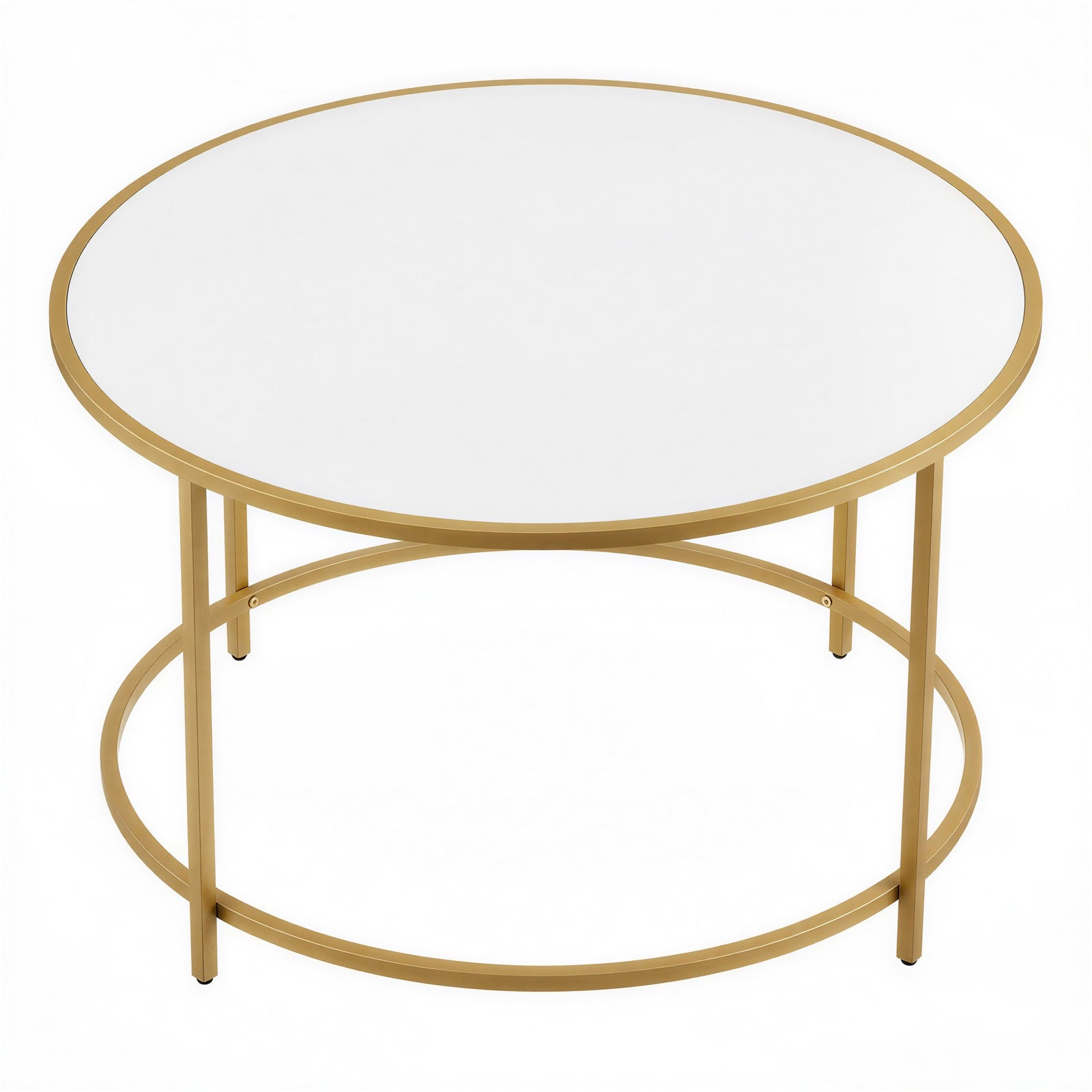 Couchtisch rund, Kaffeetisch mit Stahlgestell, Salontisch