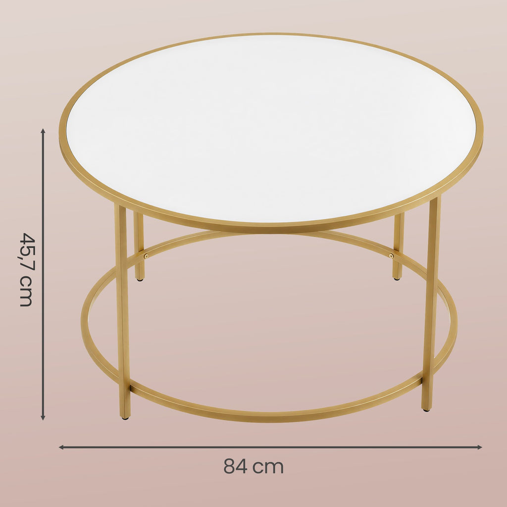 Couchtisch rund, Kaffeetisch mit Stahlgestell, Salontisch