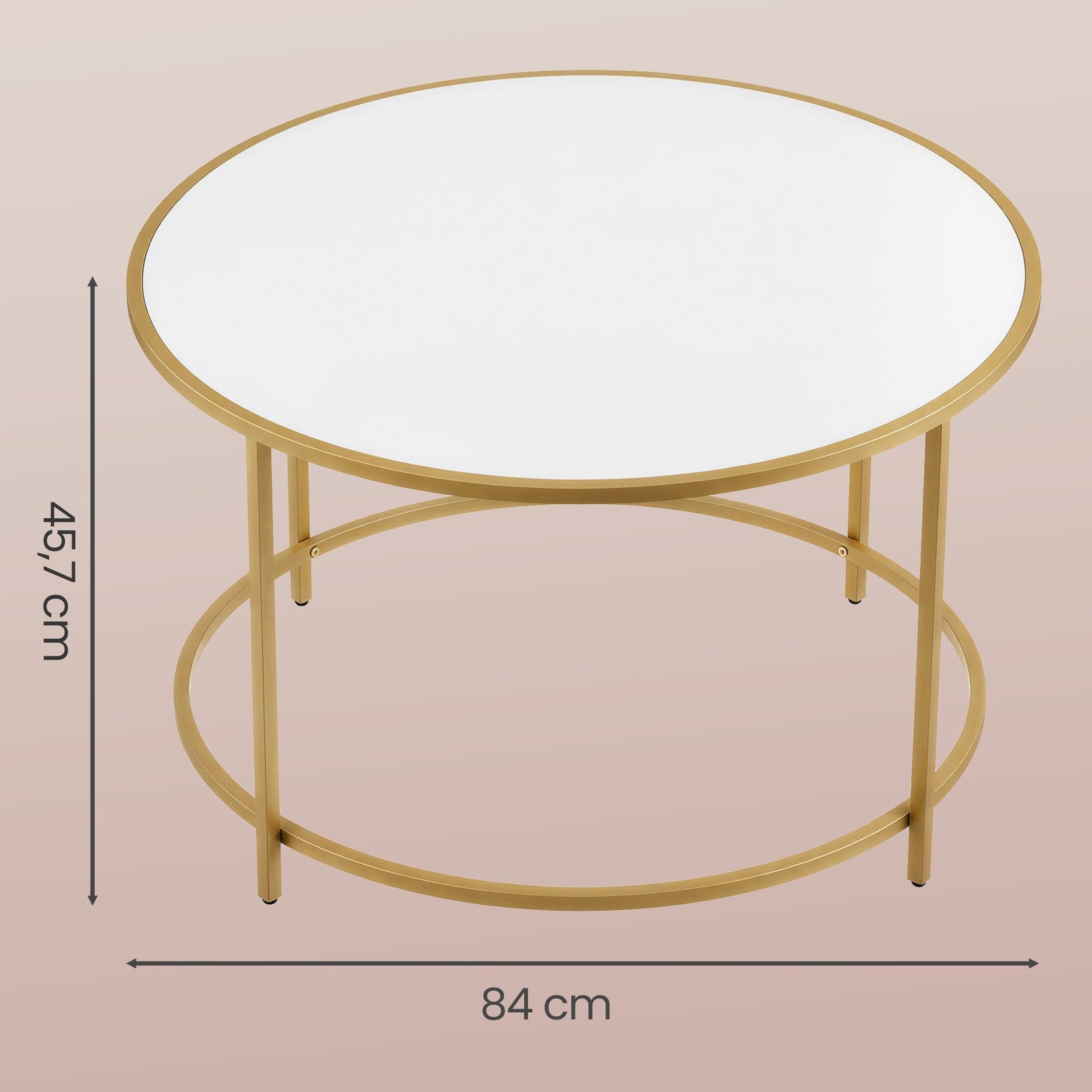 Couchtisch rund, Kaffeetisch mit Stahlgestell, Salontisch