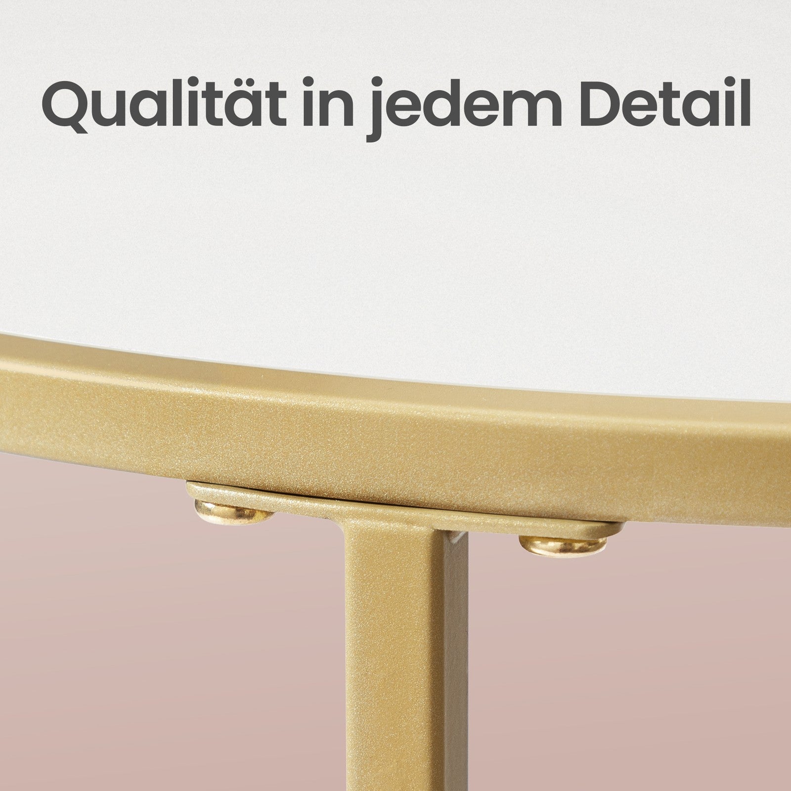 Couchtisch rund, Kaffeetisch mit Stahlgestell, Salontisch