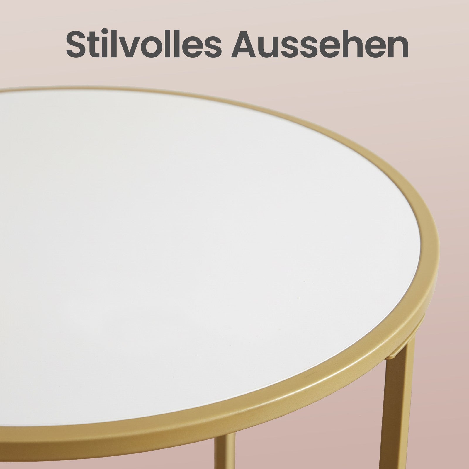 Couchtisch rund, Kaffeetisch mit Stahlgestell, Salontisch