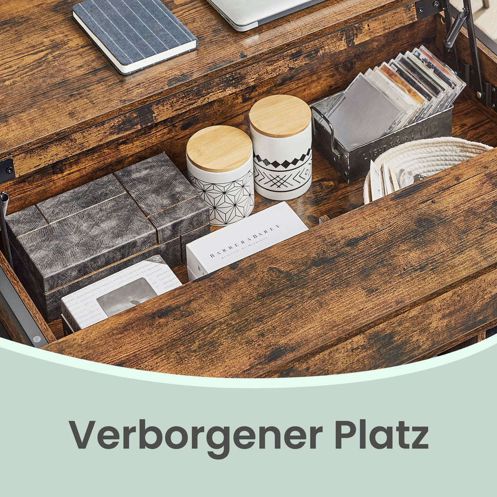 Wohnzimmertisch mit verstellbarer Tischplatte, großer Beistelltisch, für Wohnzimmer