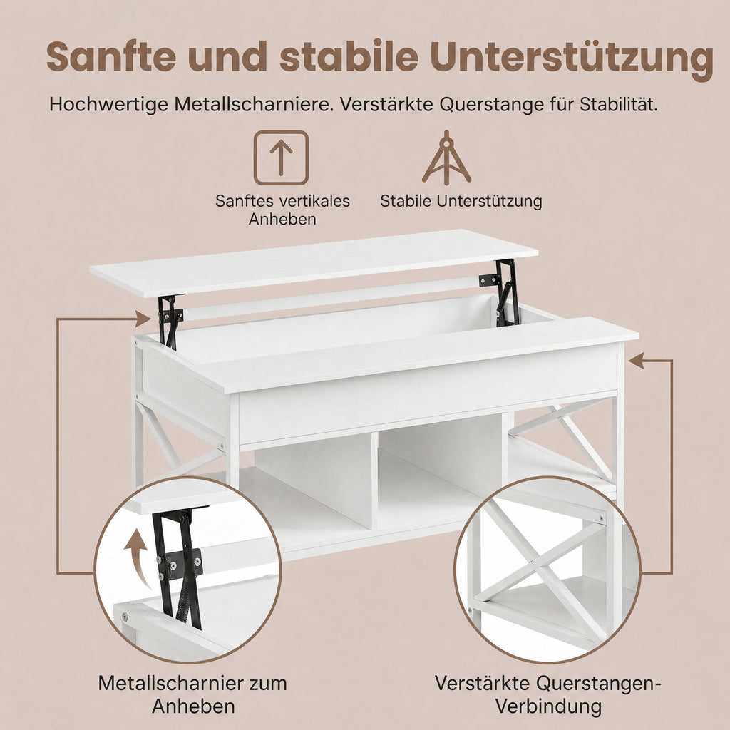Couchtisch, höhenverstellbare Tischplatte, Kaffeetisch