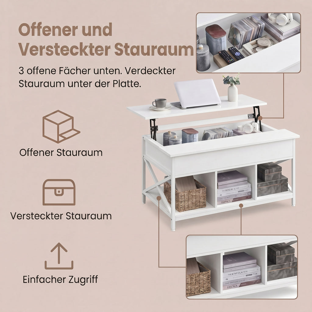 Couchtisch, höhenverstellbare Tischplatte, Kaffeetisch