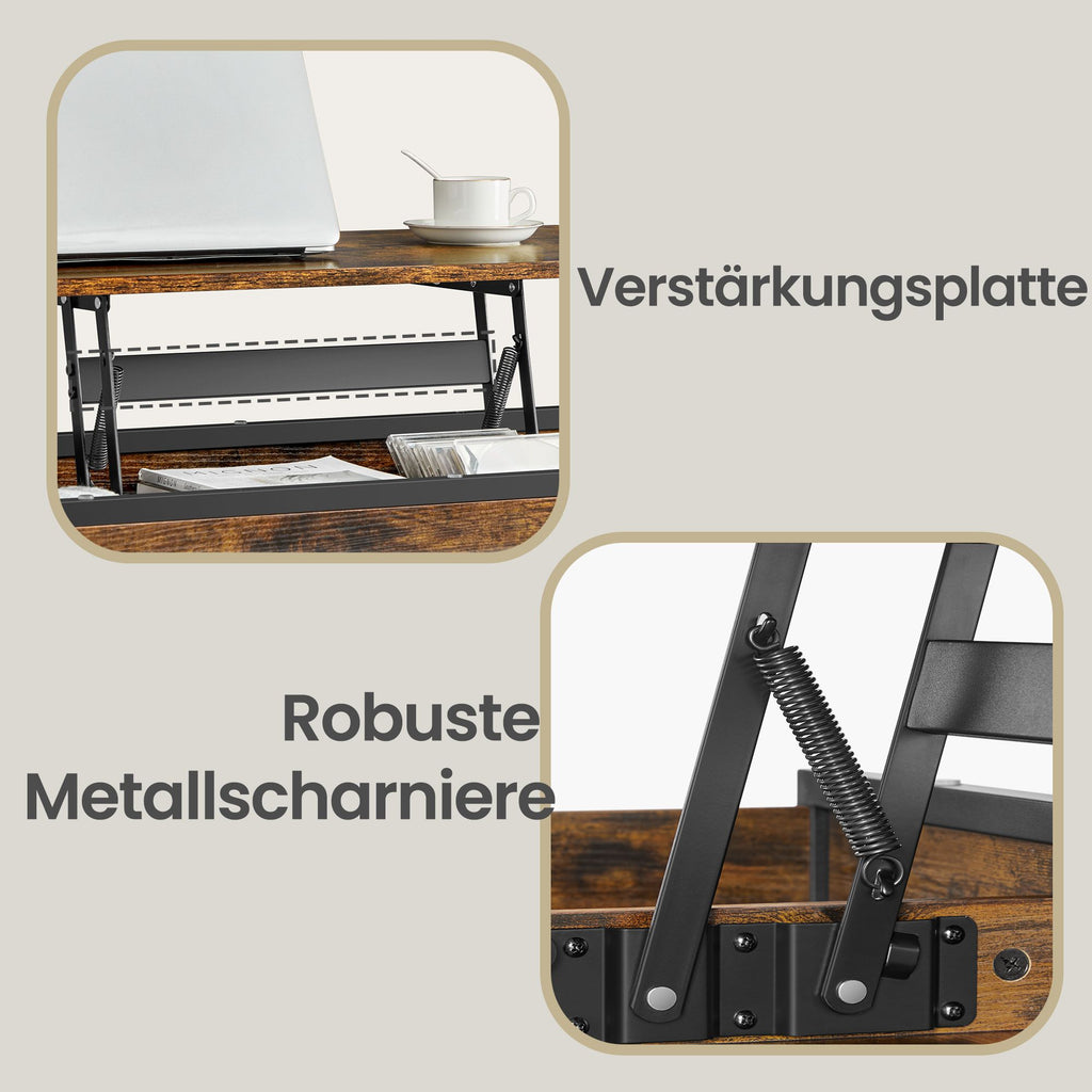 Couchtisch, Wohnzimmertisch, höhenverstellbare Tischplatte
