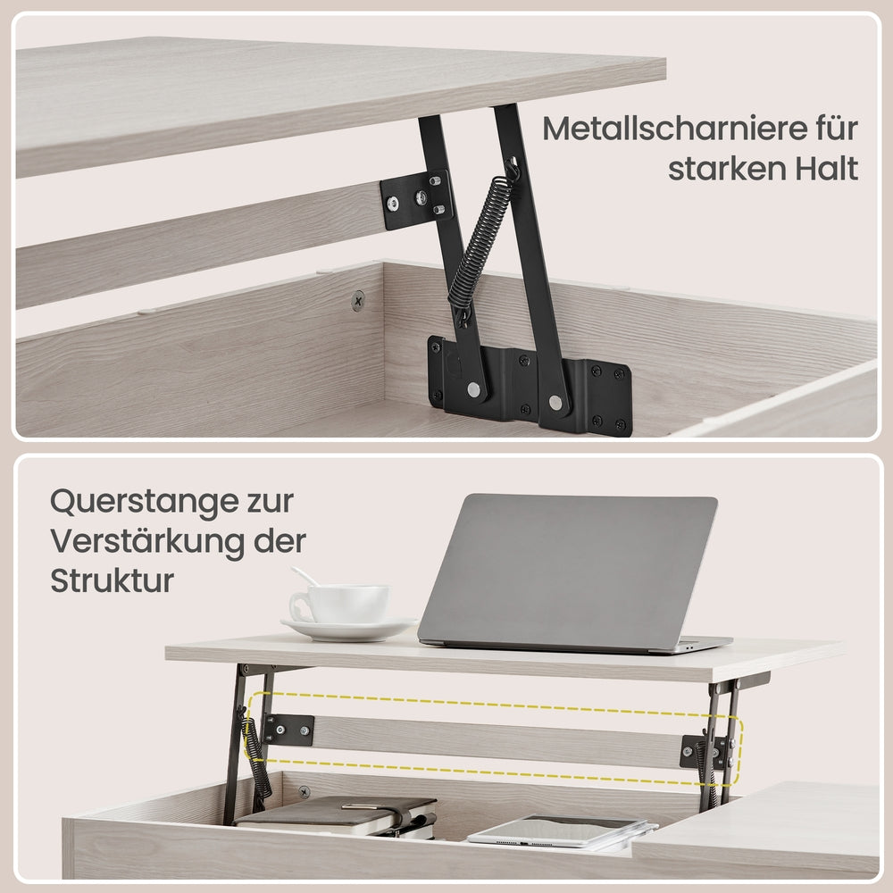 Couchtisch höhenverstellbar, Wohnzimmertisch, 2 Schubladen