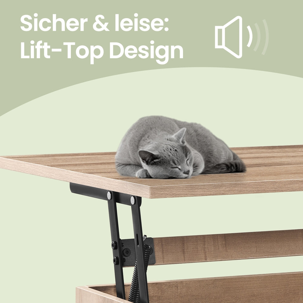 Couchtisch höhenverstellbar, Wohnzimmertisch, 2 Schubladen