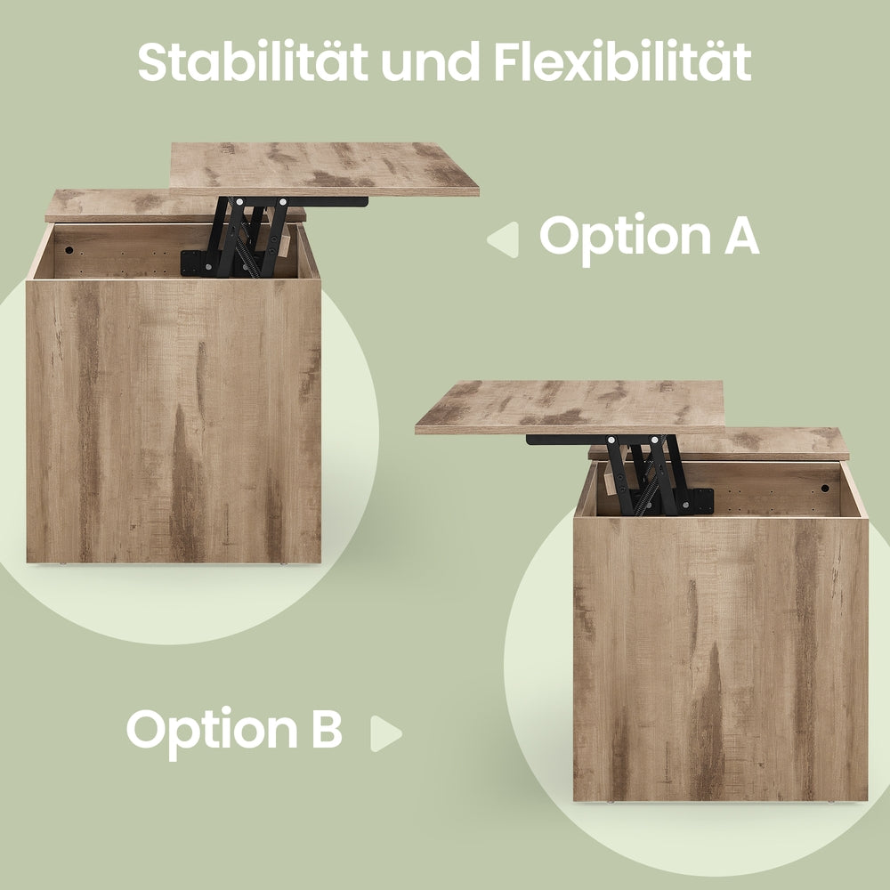 Couchtisch höhenverstellbar, Wohnzimmertisch, 2 Schubladen