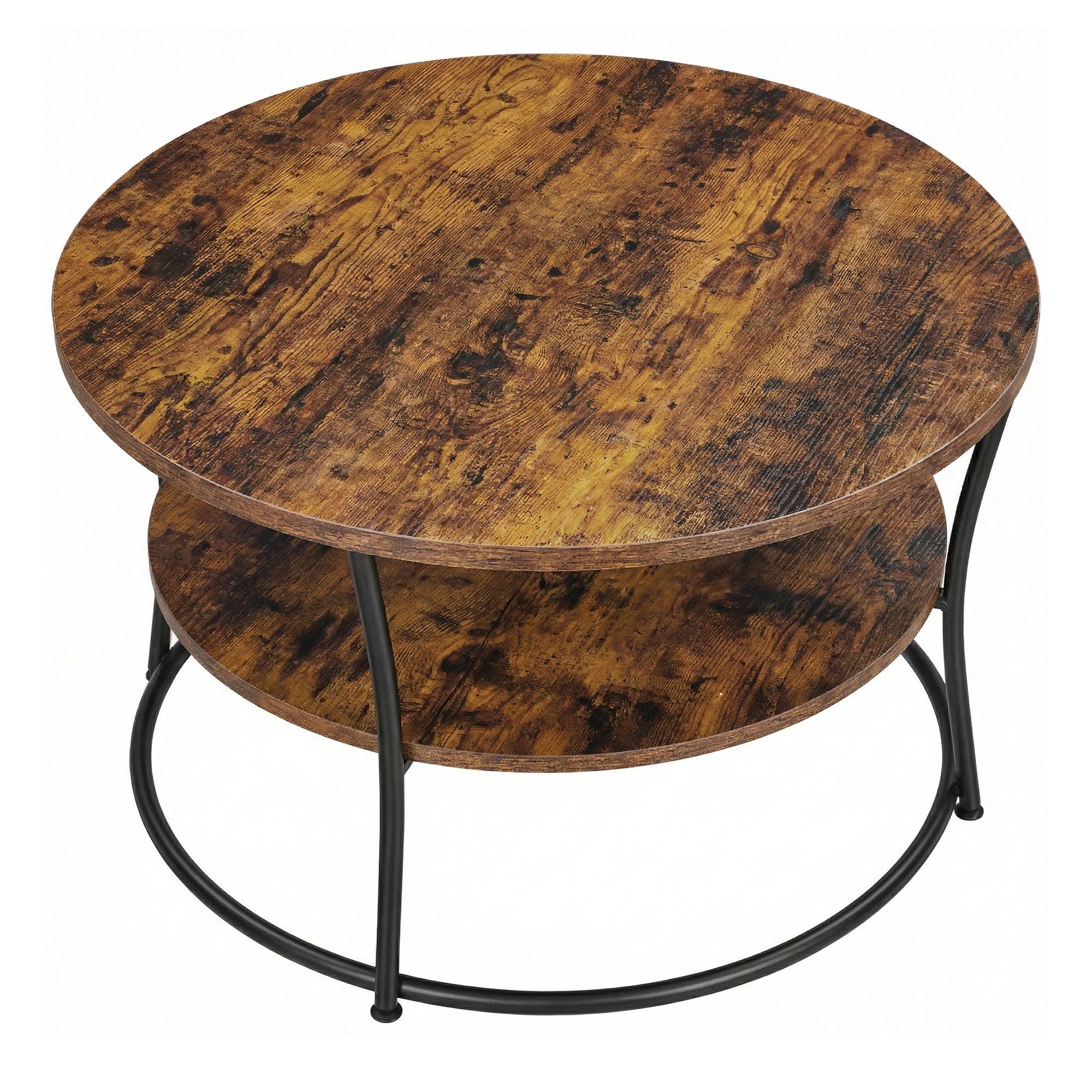 Couchtisch rund, Sofatisch mit Ablage, Wohnzimmertisch