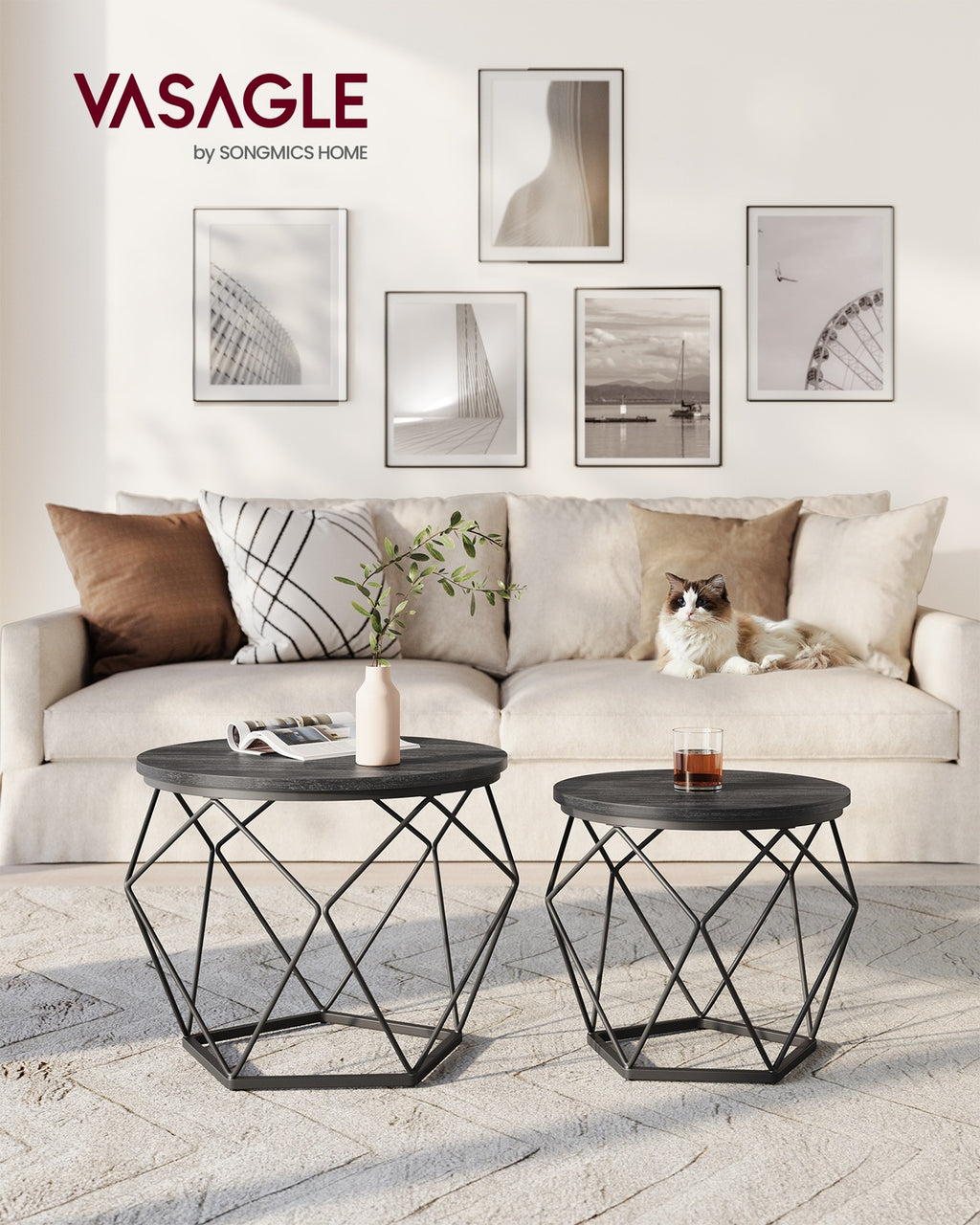 Couchtisch-Set schwarz 2 Stück