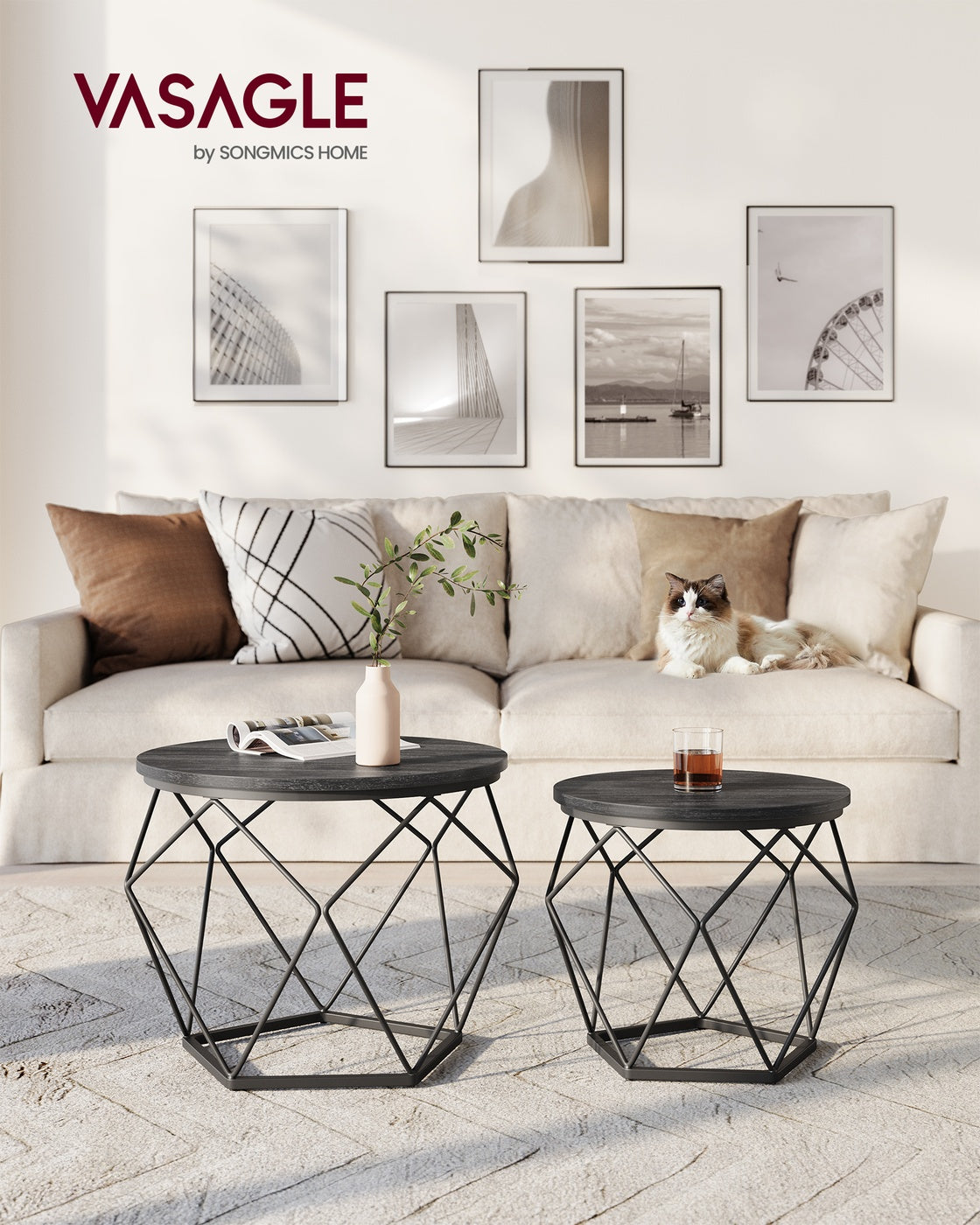 Couchtisch-Set schwarz 2 Stück