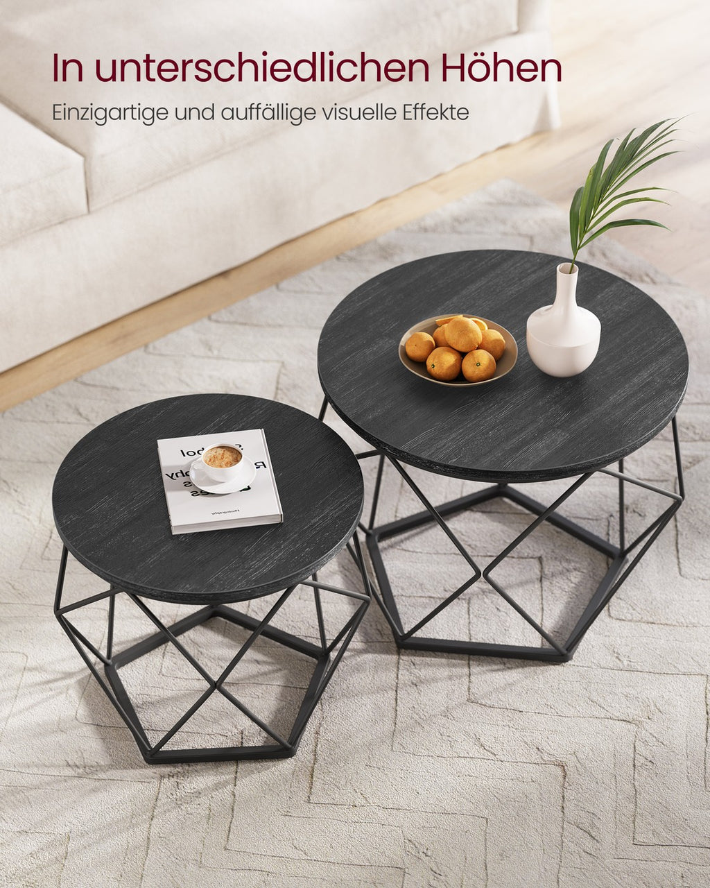 Couchtisch-Set schwarz 2 Stück