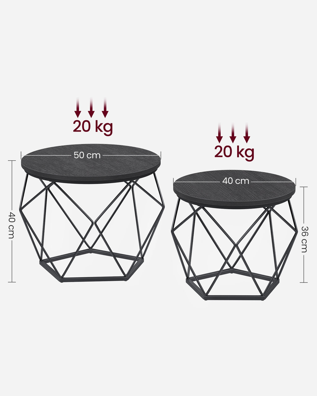 Couchtisch-Set schwarz 2 Stück