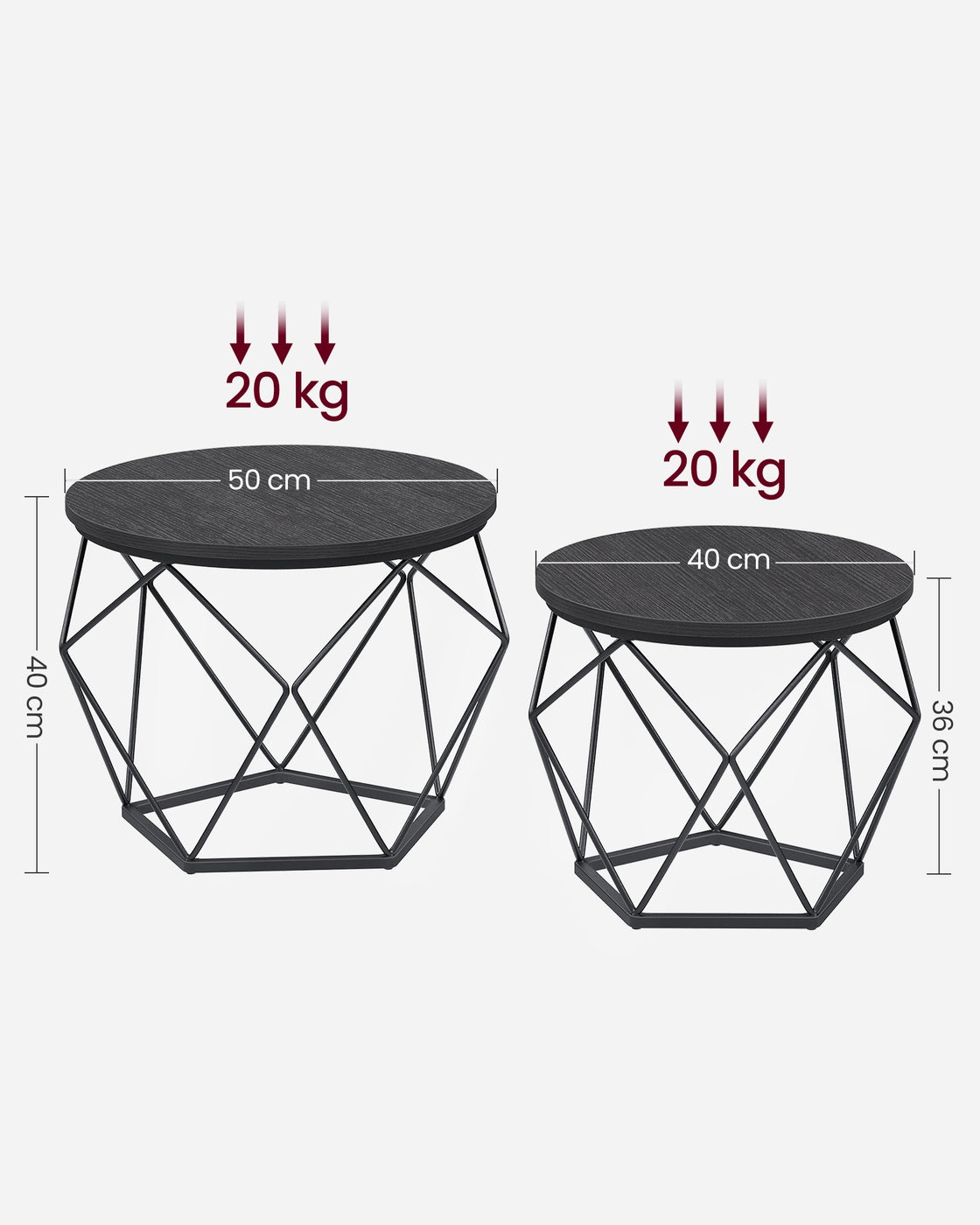 Couchtisch-Set schwarz 2 Stück