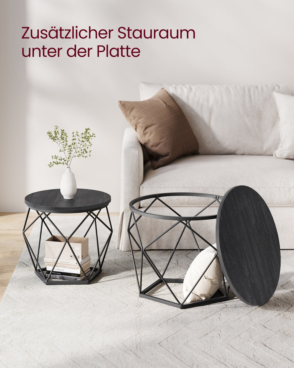 Couchtisch-Set schwarz 2 Stück