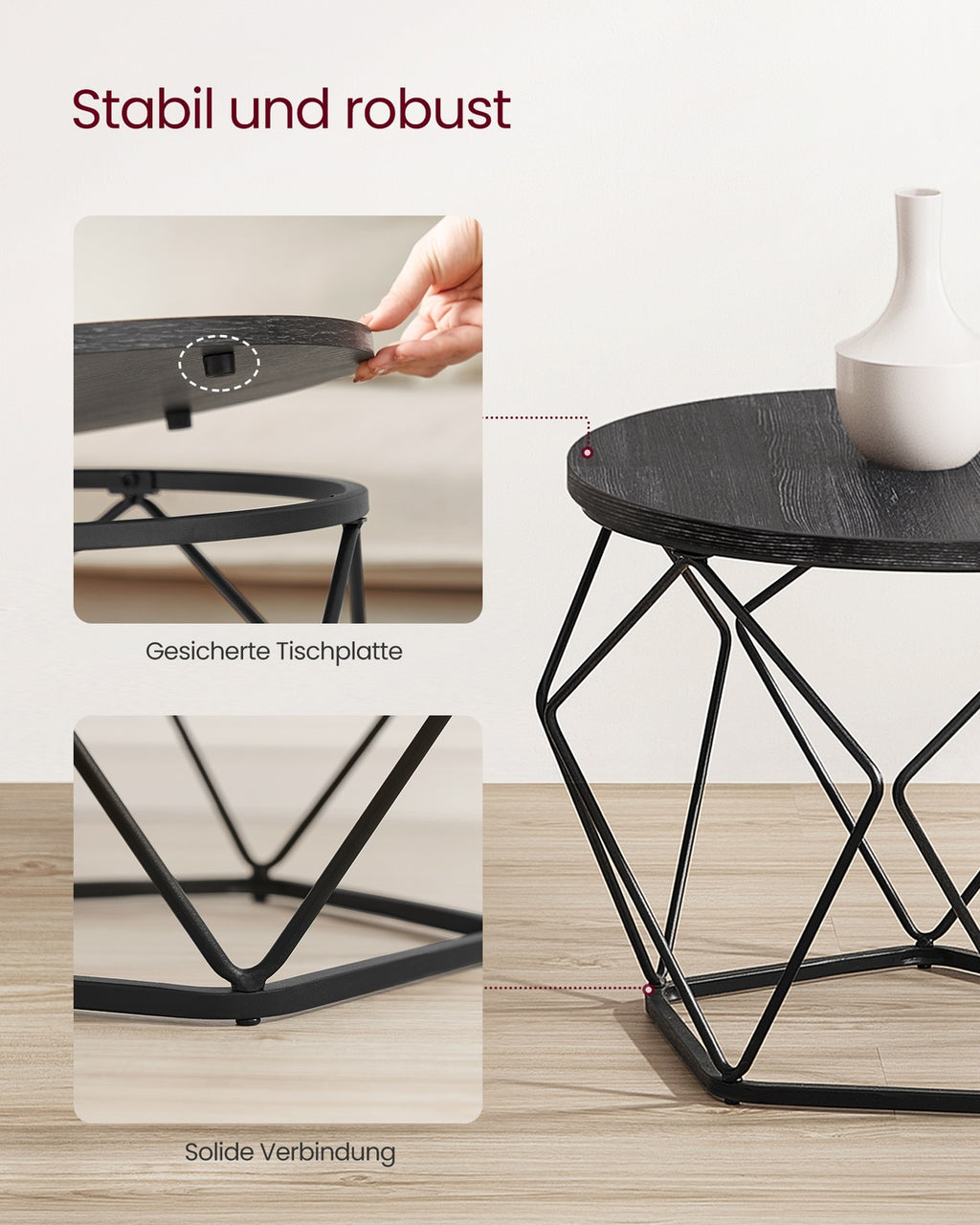 Couchtisch-Set schwarz 2 Stück