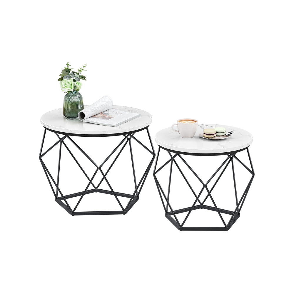 Couchtisch-Set weiß-schwarz 2 Stück