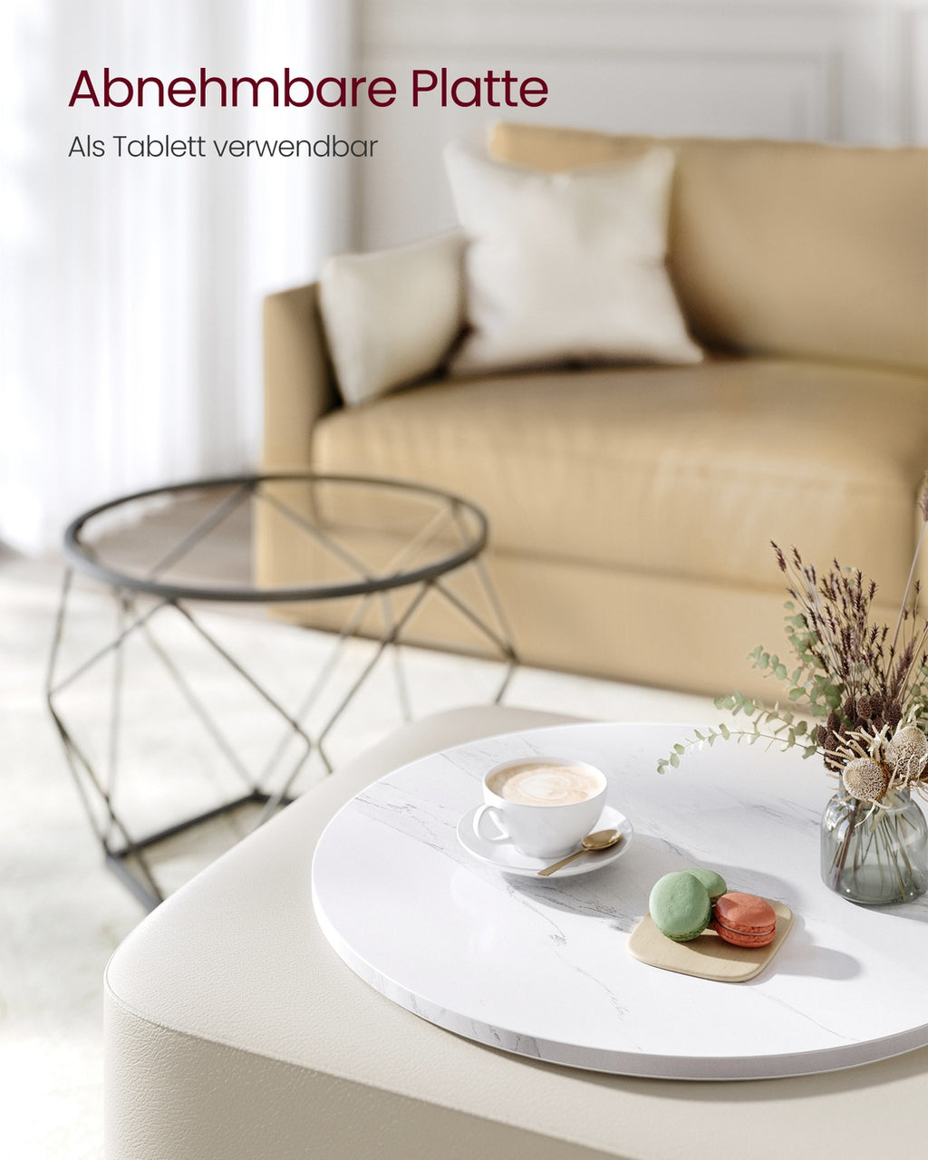 Couchtisch-Set weiß-schwarz 2 Stück