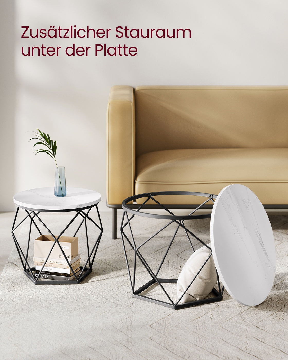 Couchtisch-Set weiß-schwarz 2 Stück