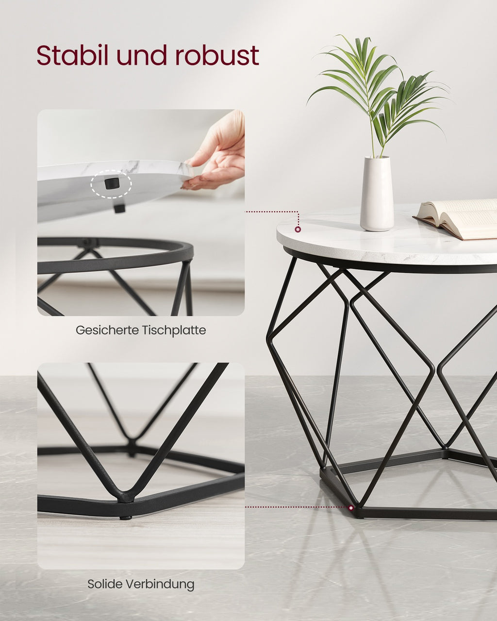 Couchtisch-Set weiß-schwarz 2 Stück