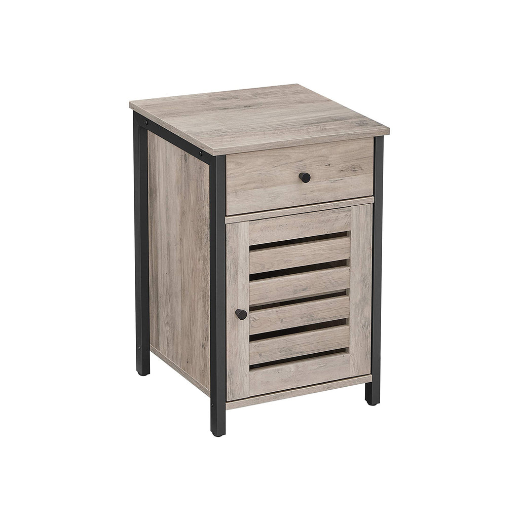 Nachtschrank mit Schublade Greige-Schwarz