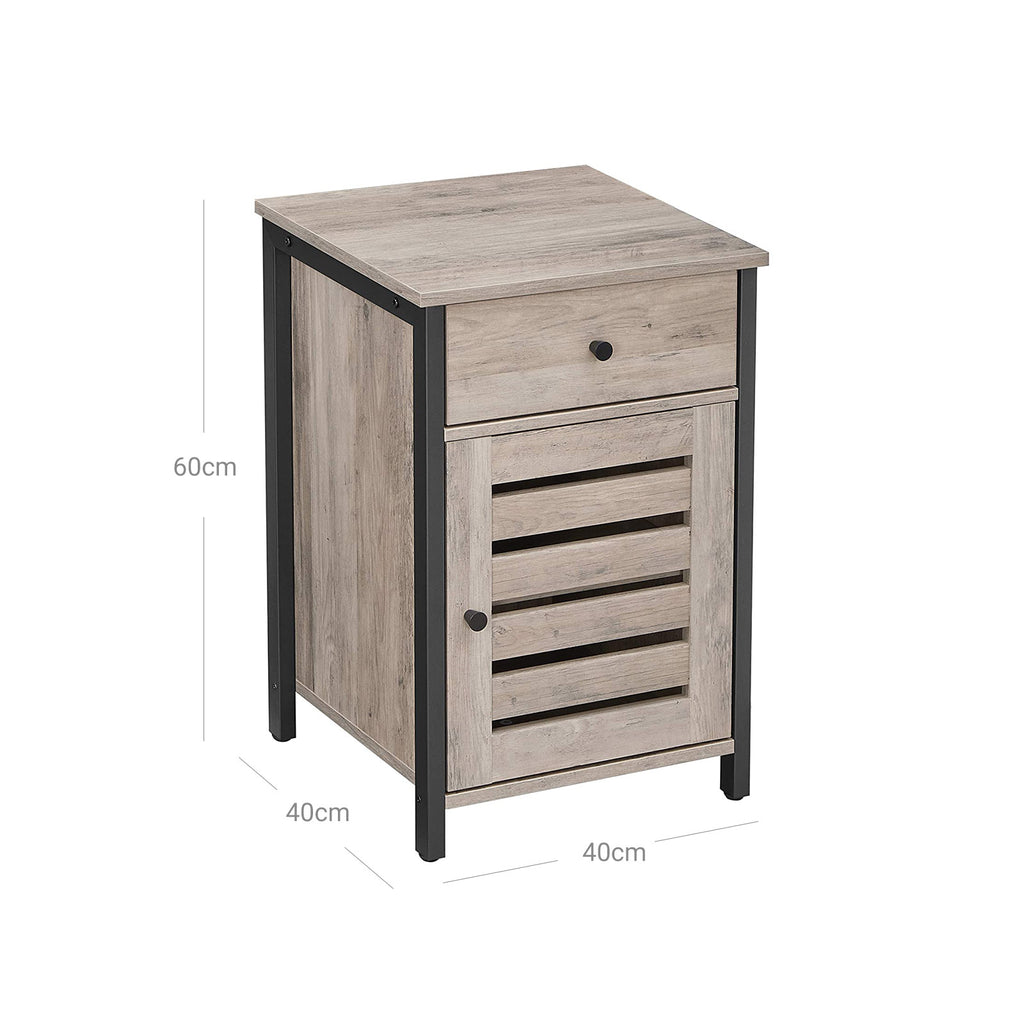 Nachtschrank mit Schublade Greige-Schwarz