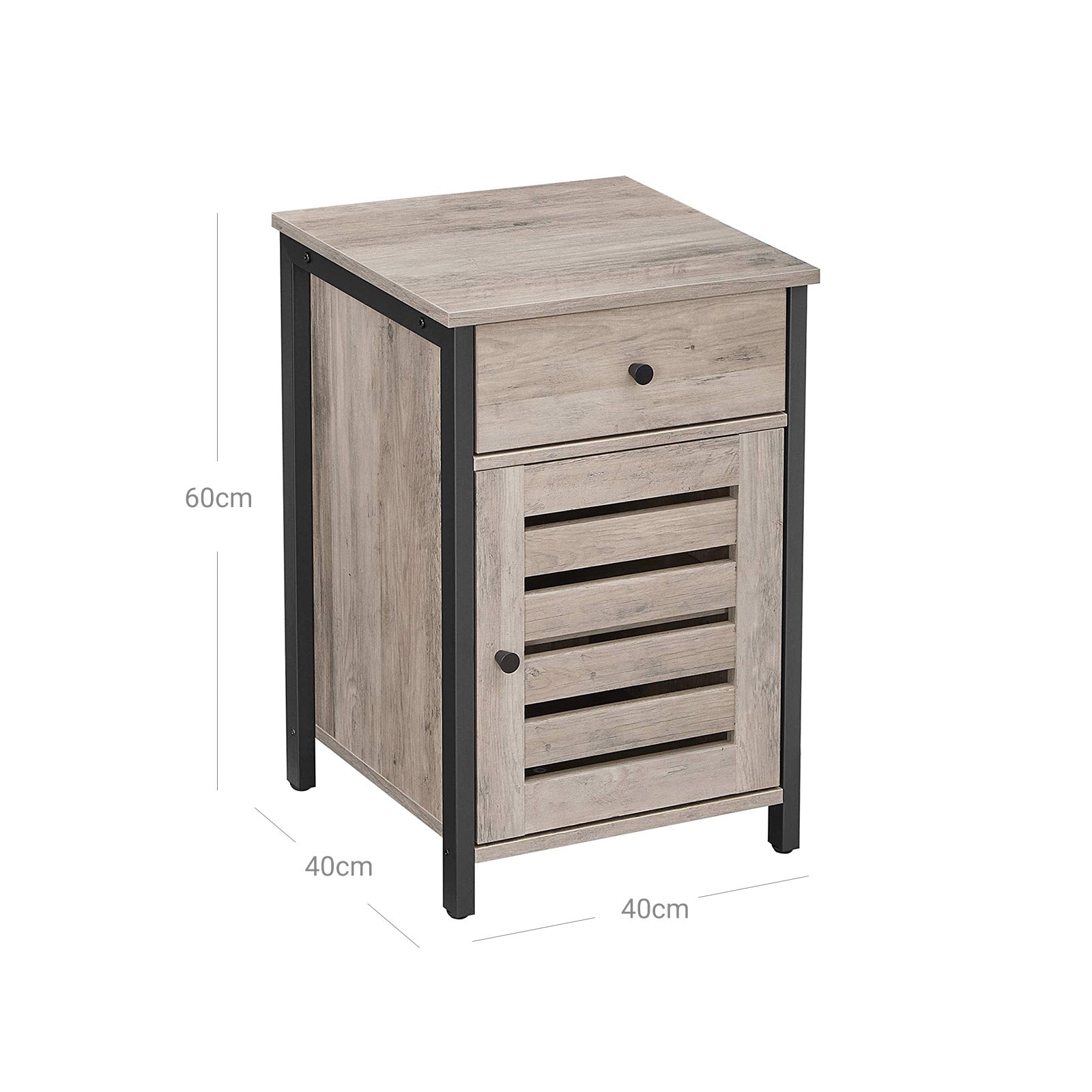 Nachtschrank mit Schublade Greige-Schwarz