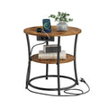 2-stufiger Couchtisch mit Steckdosenleiste vintagebraun-tintenschwarz