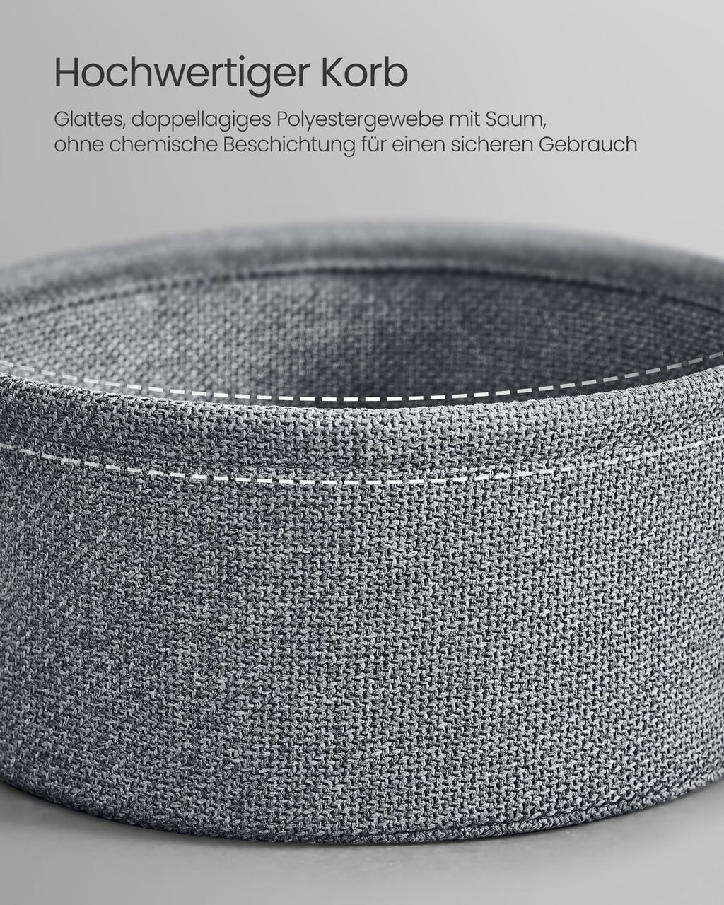 Beistelltisch mit Korb aus Stoff ebenholzschwarz-schiefergrau