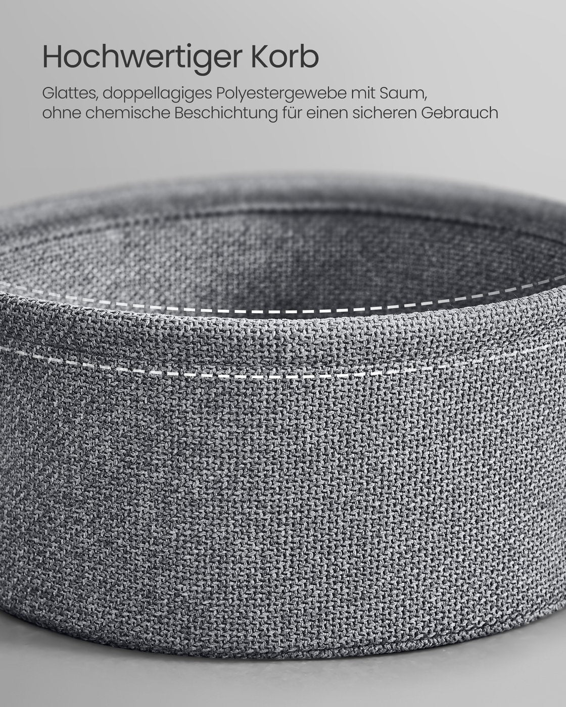 Beistelltisch mit Korb aus Stoff ebenholzschwarz-schiefergrau