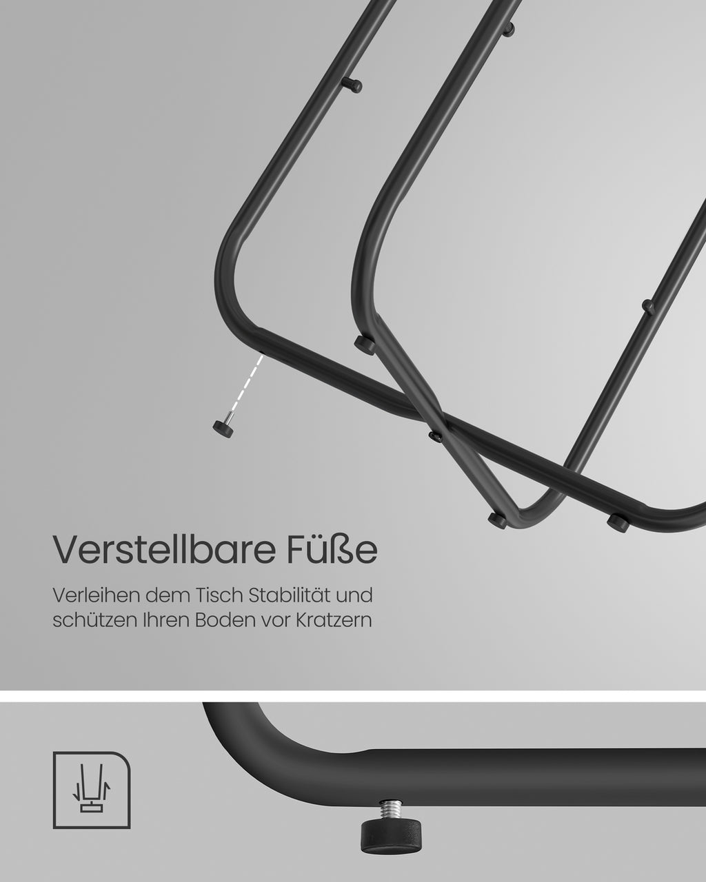 Beistelltisch mit Korb aus Stoff ebenholzschwarz-schiefergrau