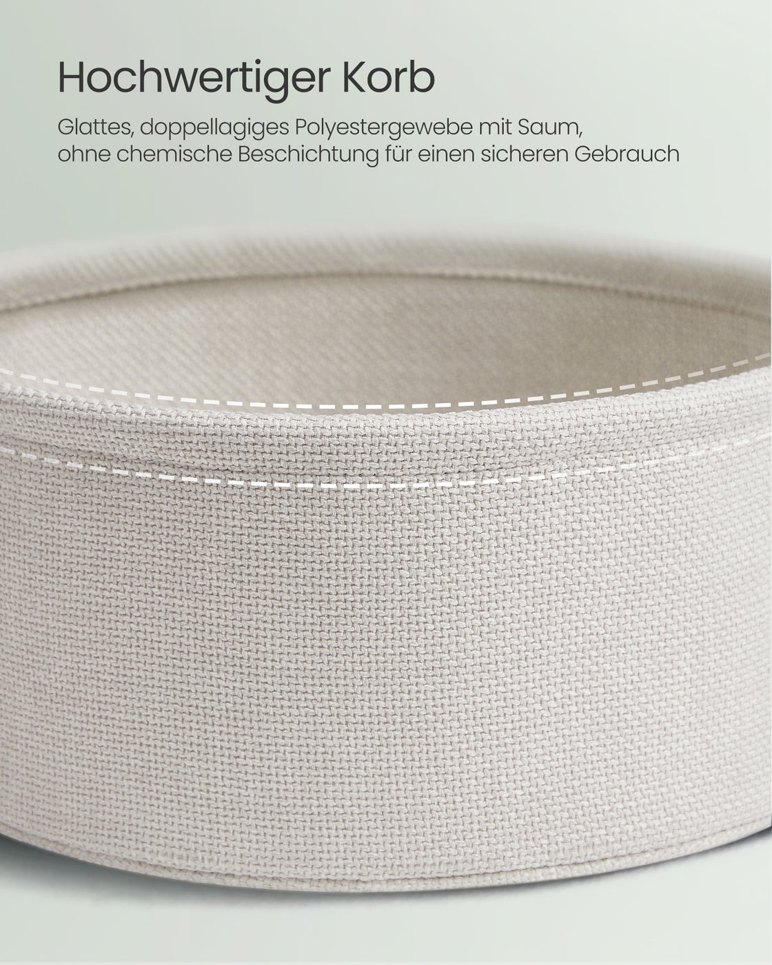 Beistelltisch rund mit Korb aus Stoff