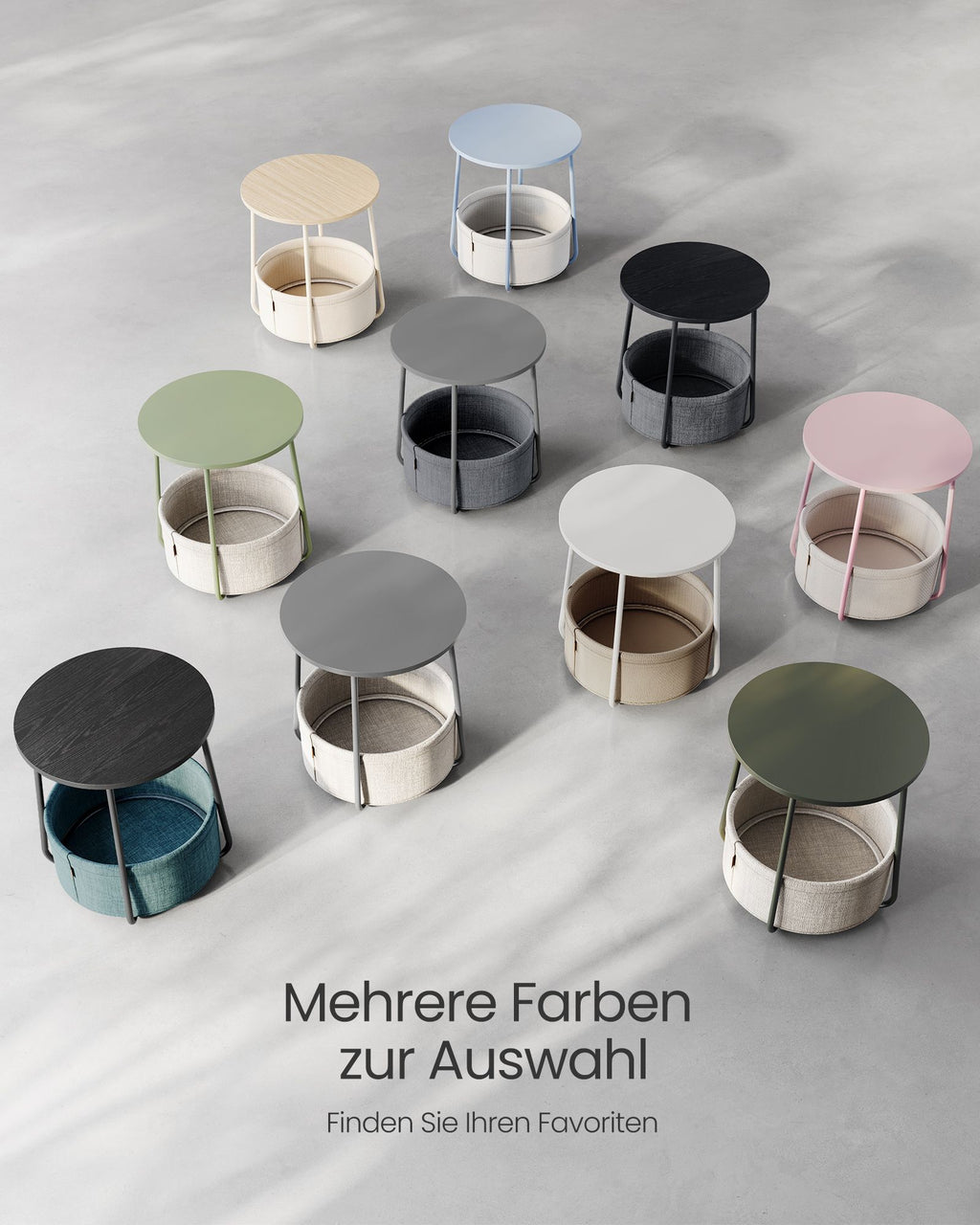 Beistelltisch mit Korb aus Stoff modern