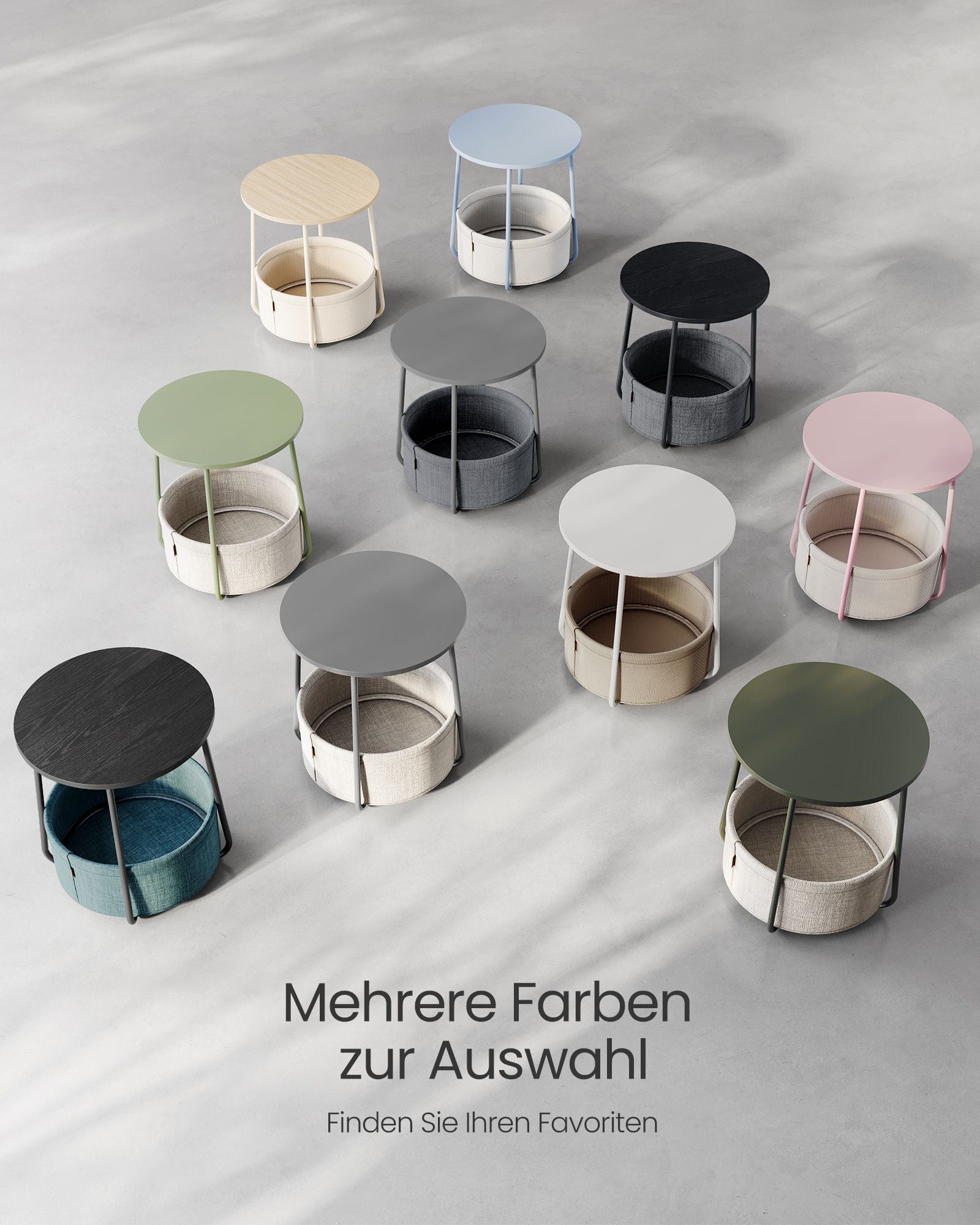 Beistelltisch mit Korb aus Stoff modern
