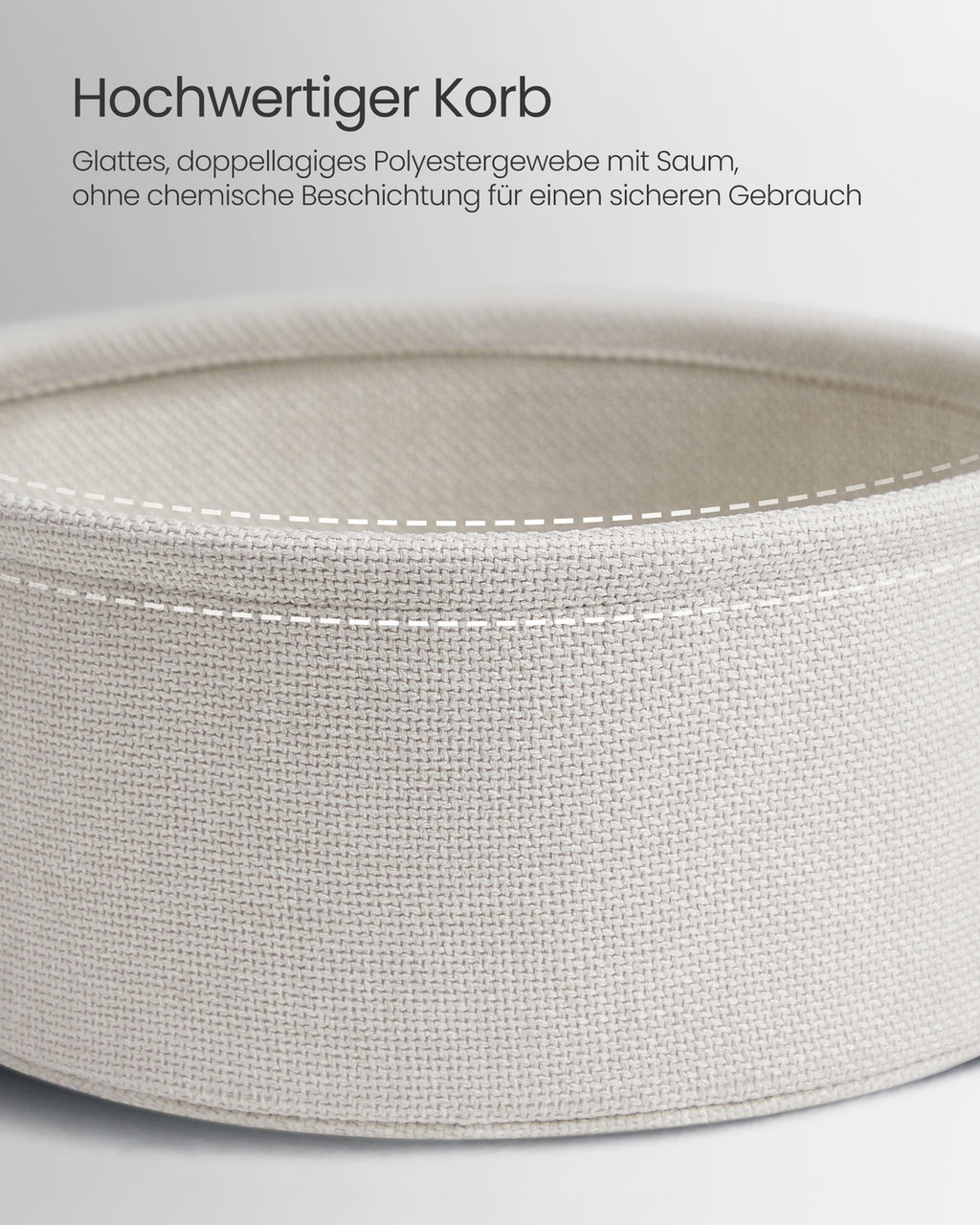 Beistelltisch rund mit Korb aus Stoff