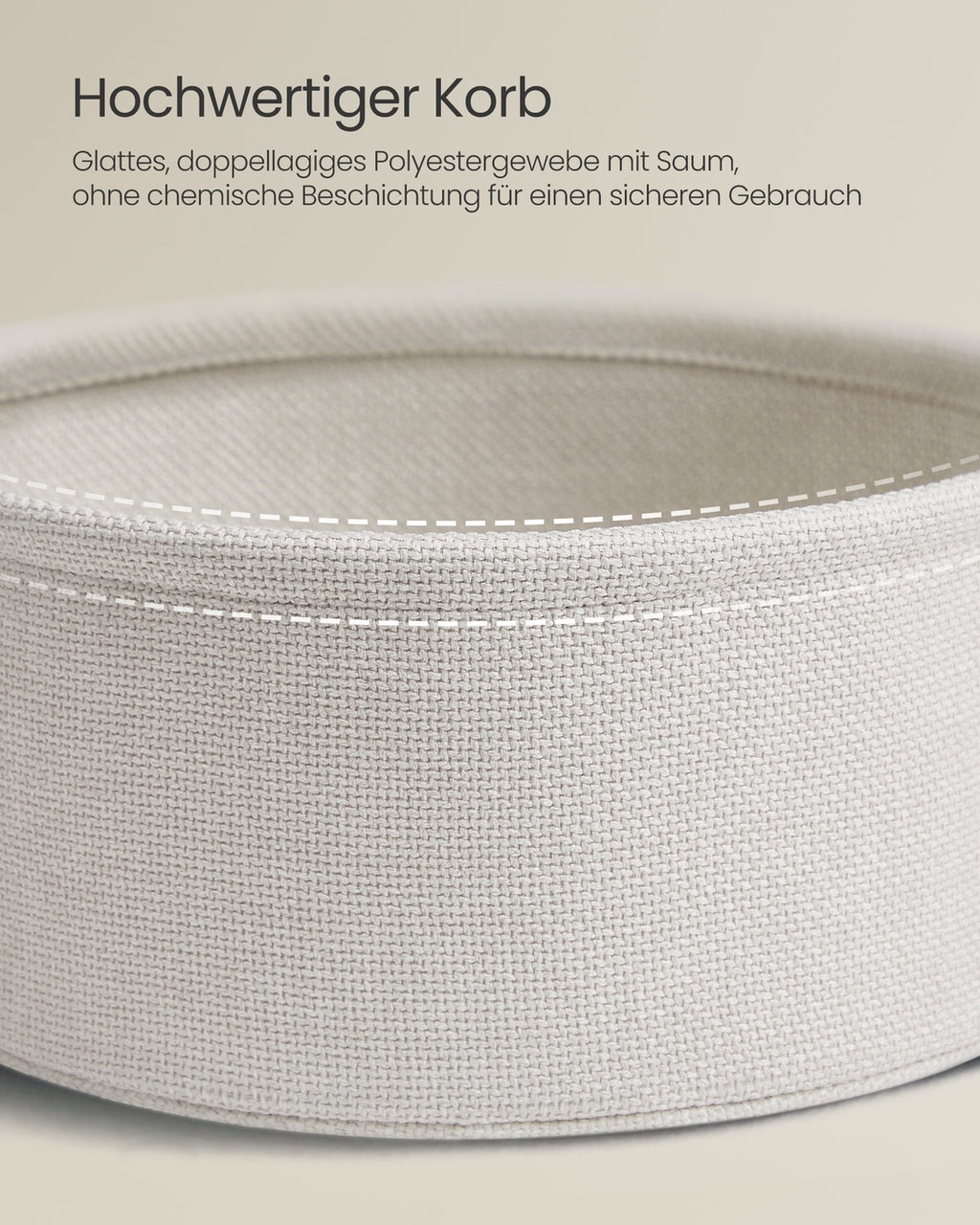 Beistelltisch rund mit Korb aus Stoff